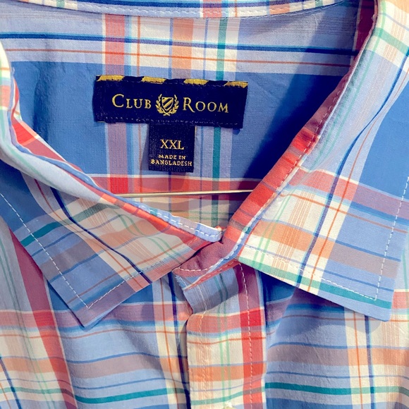 Men’s Button Down Dress Shirt, Blue/Orange/Green/White. Like new! - Picture 2 of 3